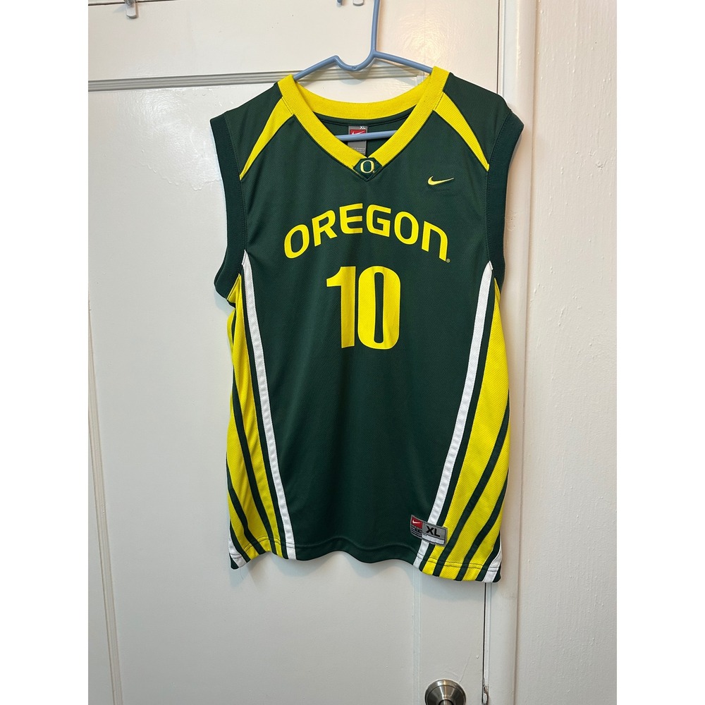 Nike Oregon Ducks Basketball Jersey Mens XL Green Yellow Number 10‎ 9C4861-OD-XL